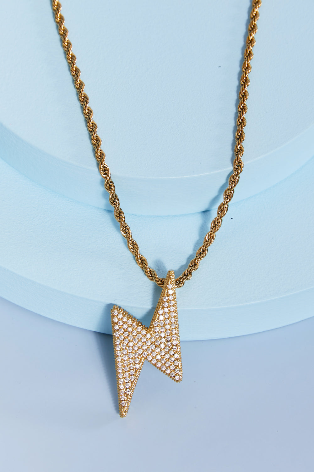Brass Lightning Pendant Necklace-0