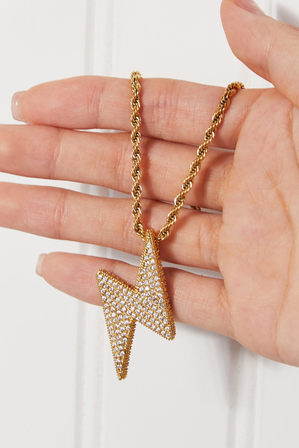 Brass Lightning Pendant Necklace-1