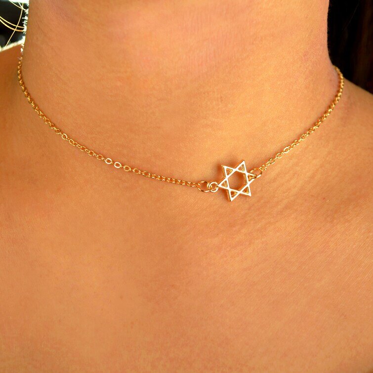Sideways Star of David Necklace in 18k Gold Filled