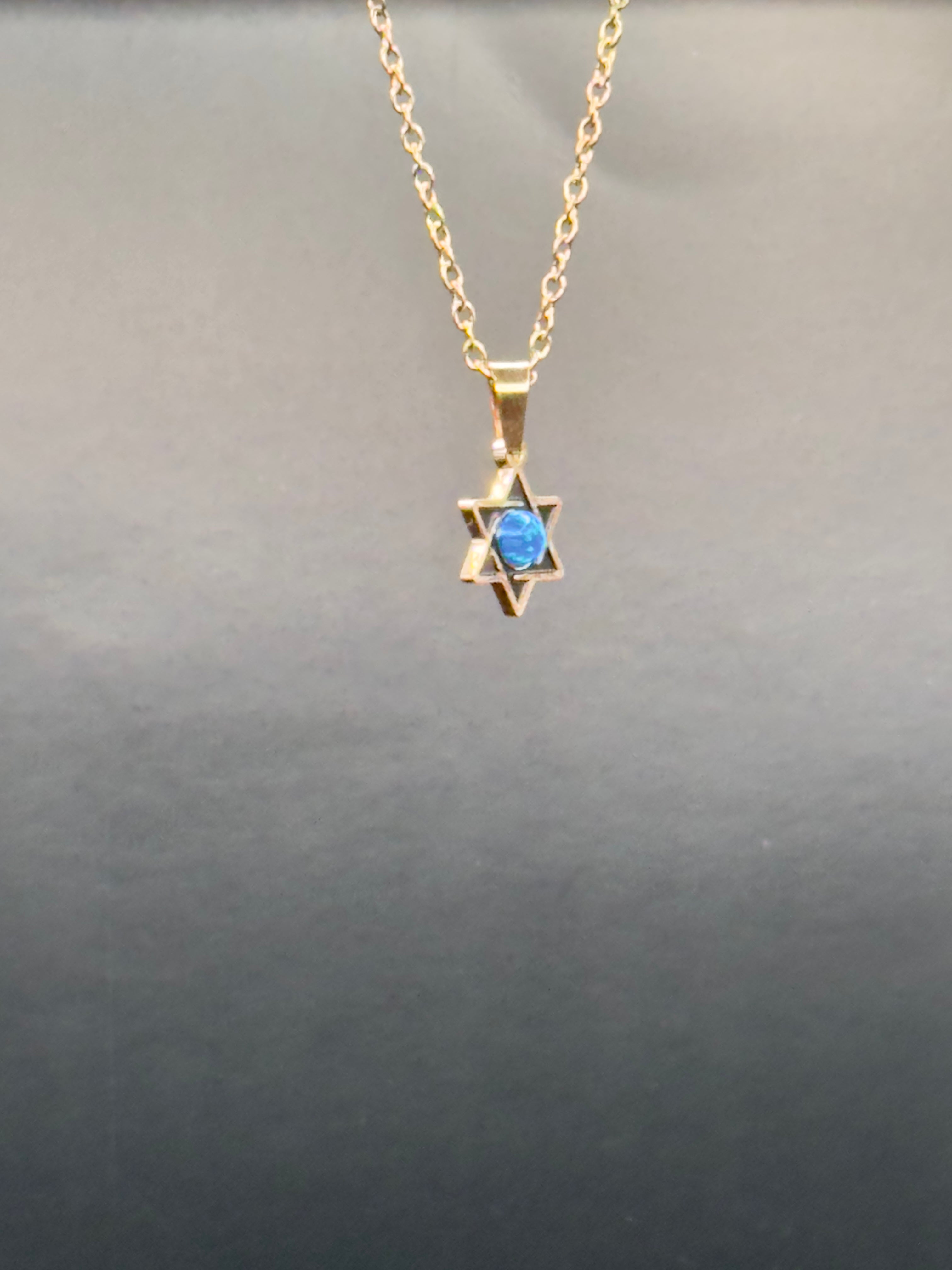 Star of David Necklace with Blue Opal