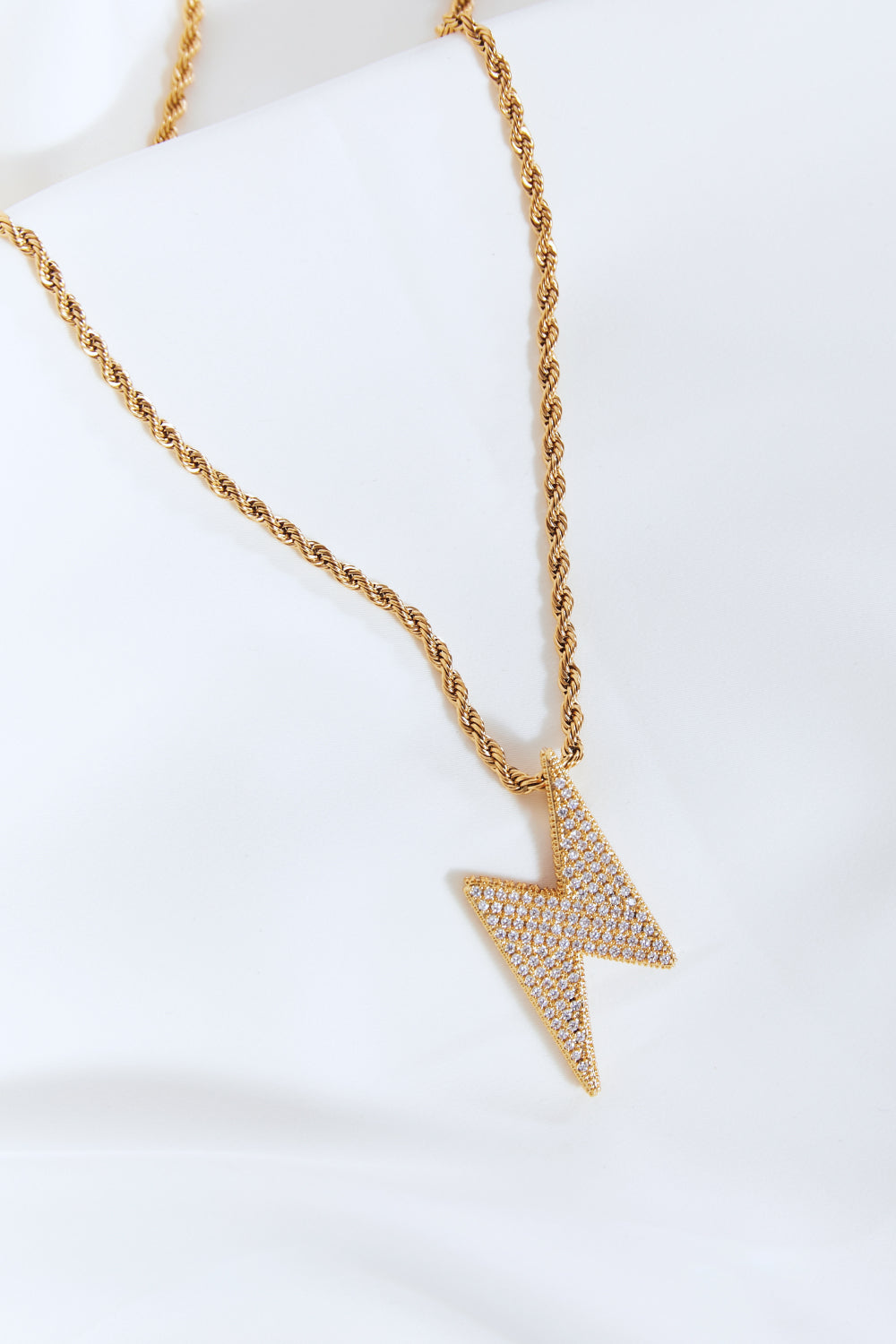 Brass Lightning Pendant Necklace-4