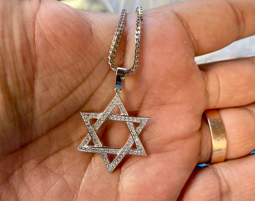 Silver Star of David Necklace - 925 Sterling Silver