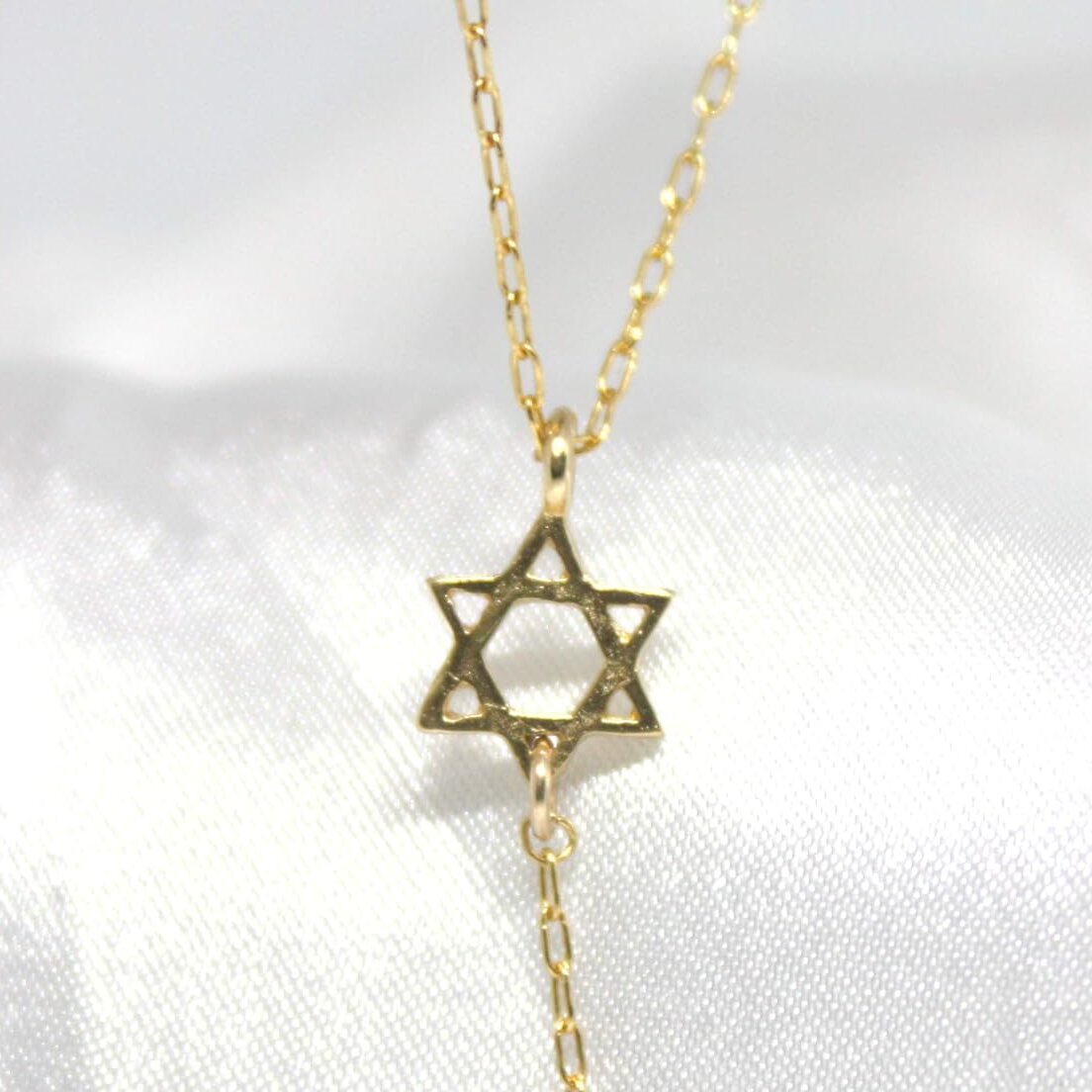 18K Gold Plated Star of David Lariat Necklace-3