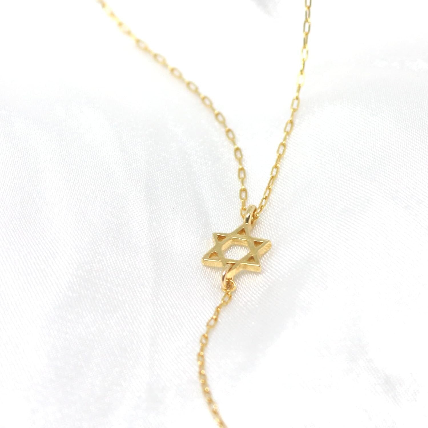 18K Gold Plated Star of David Lariat Necklace-4