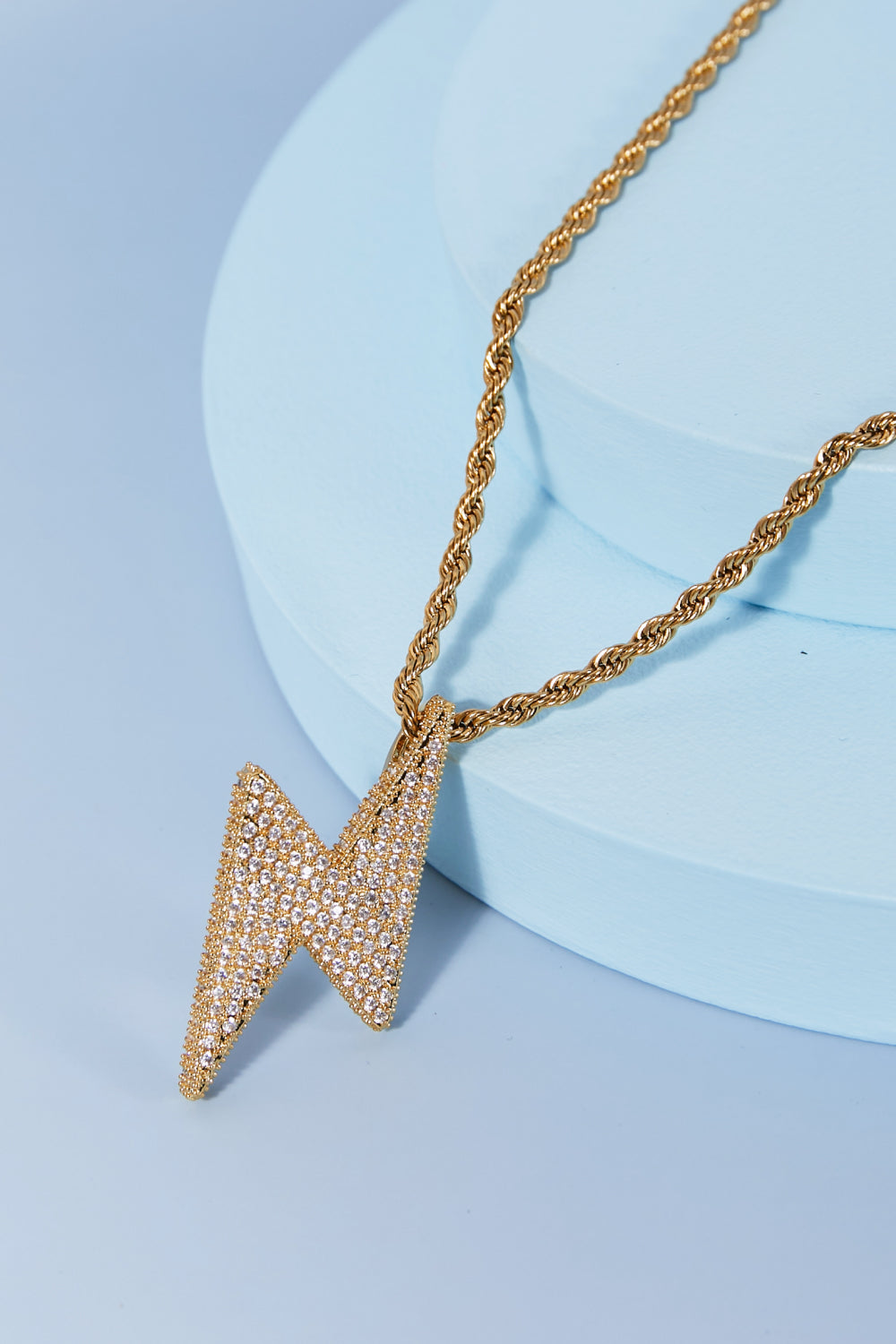 Brass Lightning Pendant Necklace-3