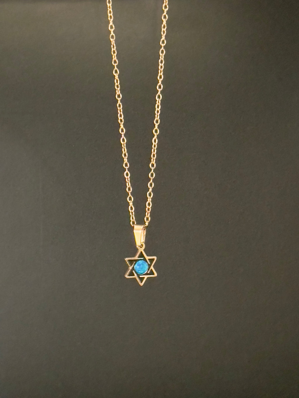 Star of David Necklace with Blue Opal
