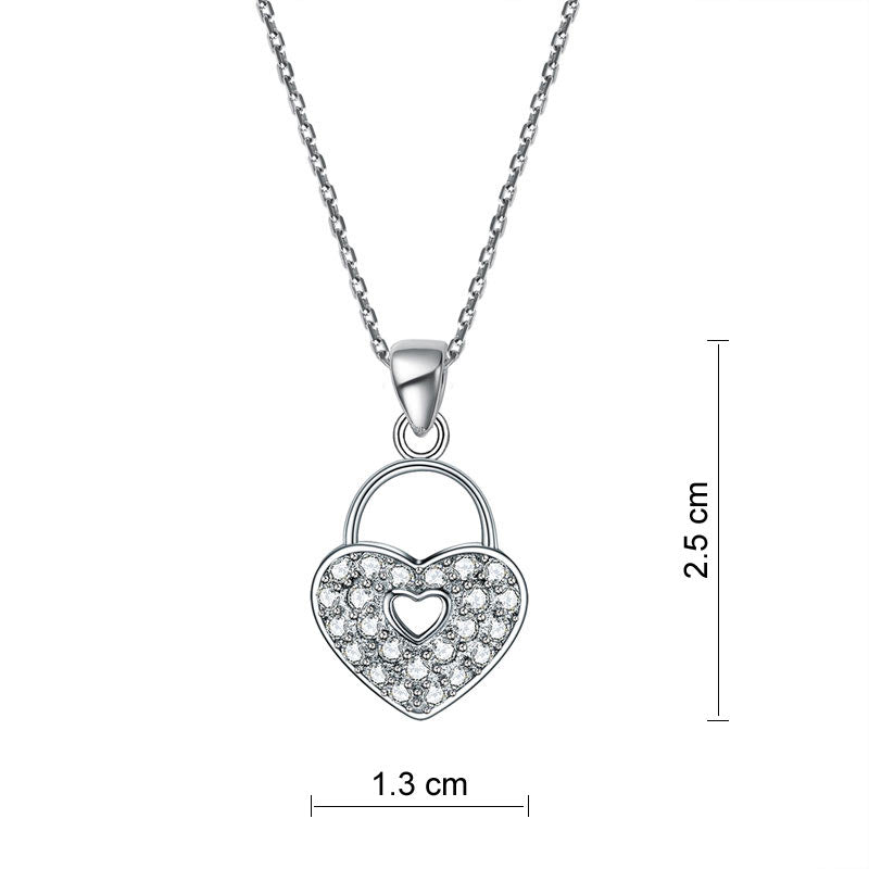 Love Heart Lock 925 Sterling Silver Pendant Necklace Lady Jewelry XFN8084