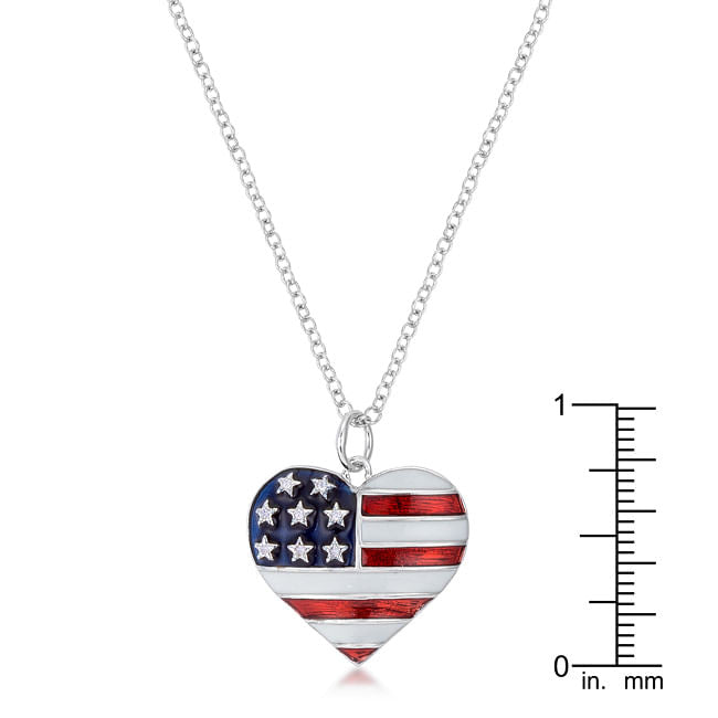 Stars and Stripes Rhodium Necklace with CZ-2