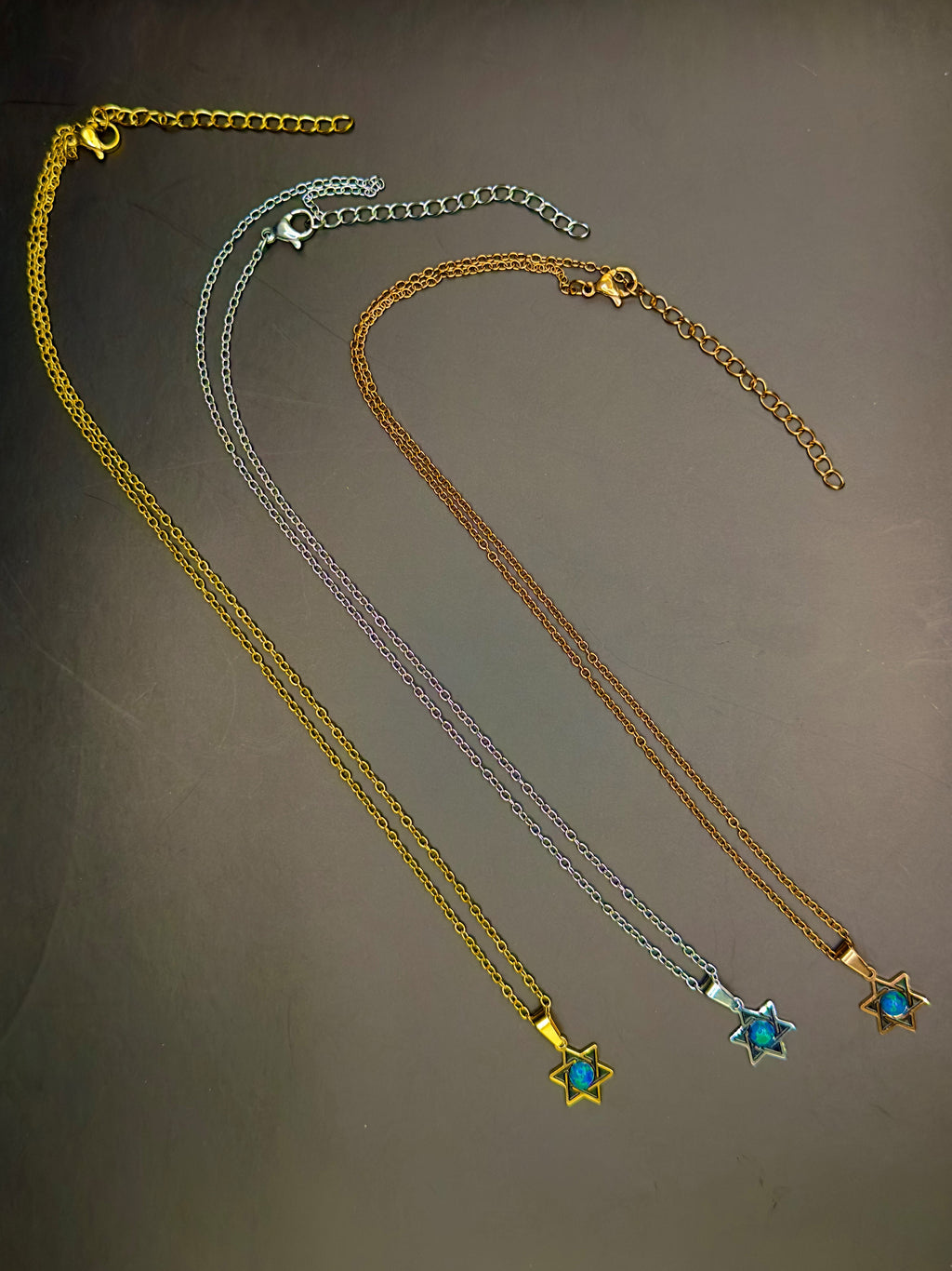 Star of David Necklace with Blue Opal