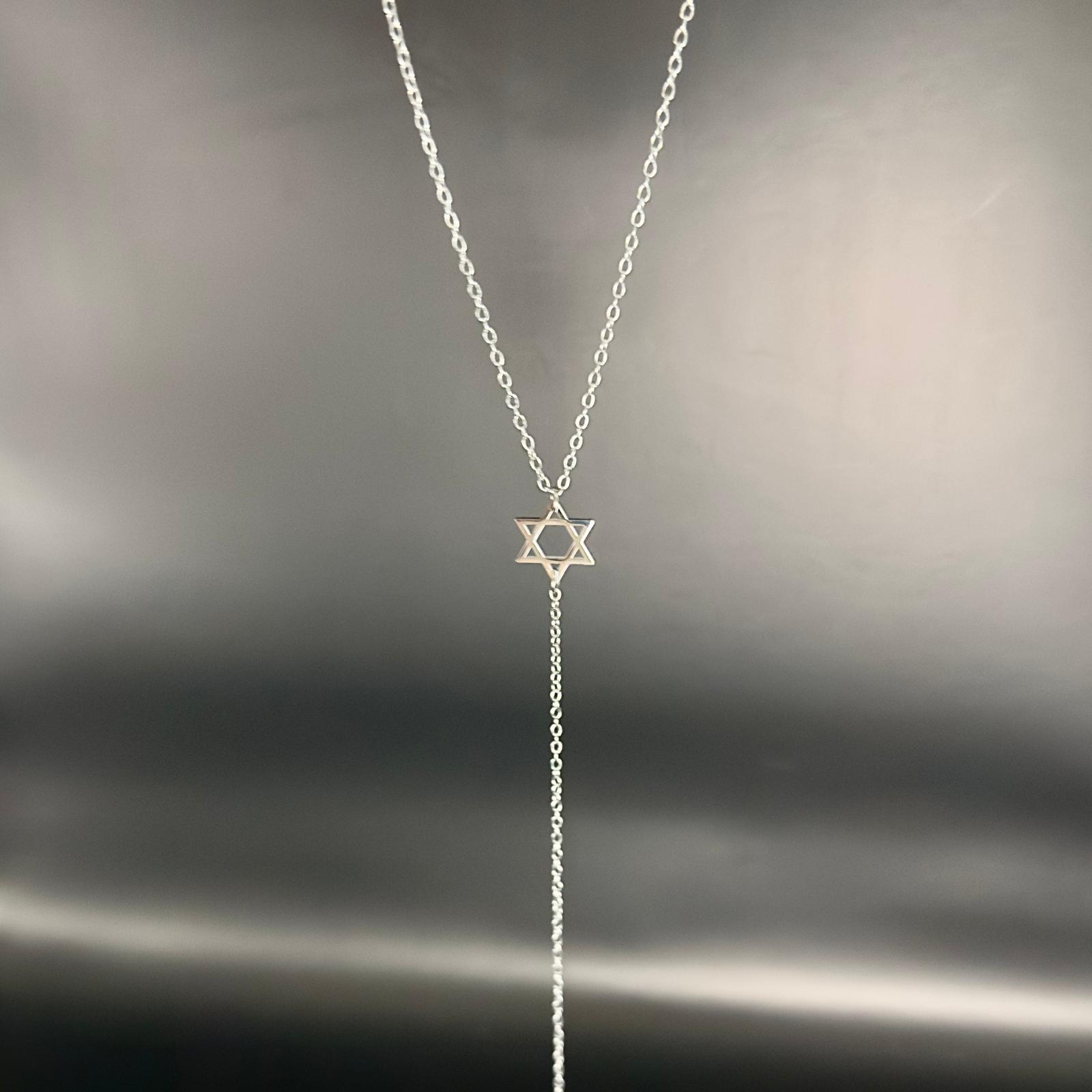 18K Gold Plated Star of David Lariat Necklace-2