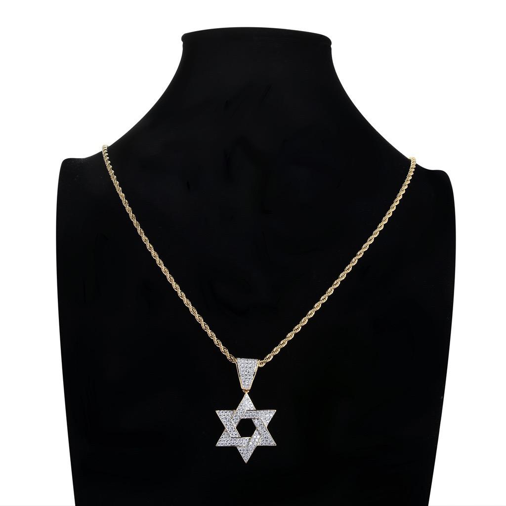 18K Gold Plated Star of David Pendant with Moissanite Stones