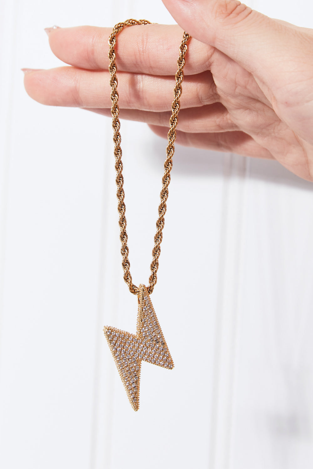 Brass Lightning Pendant Necklace-2