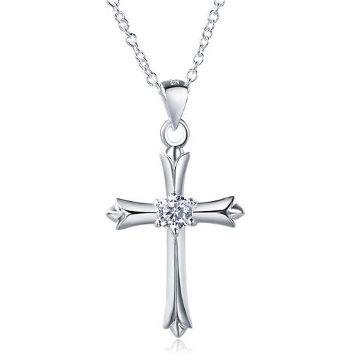 Kids Girl Cross Pendant Necklace 925 Sterling Silver Children Jewelry XFN8065