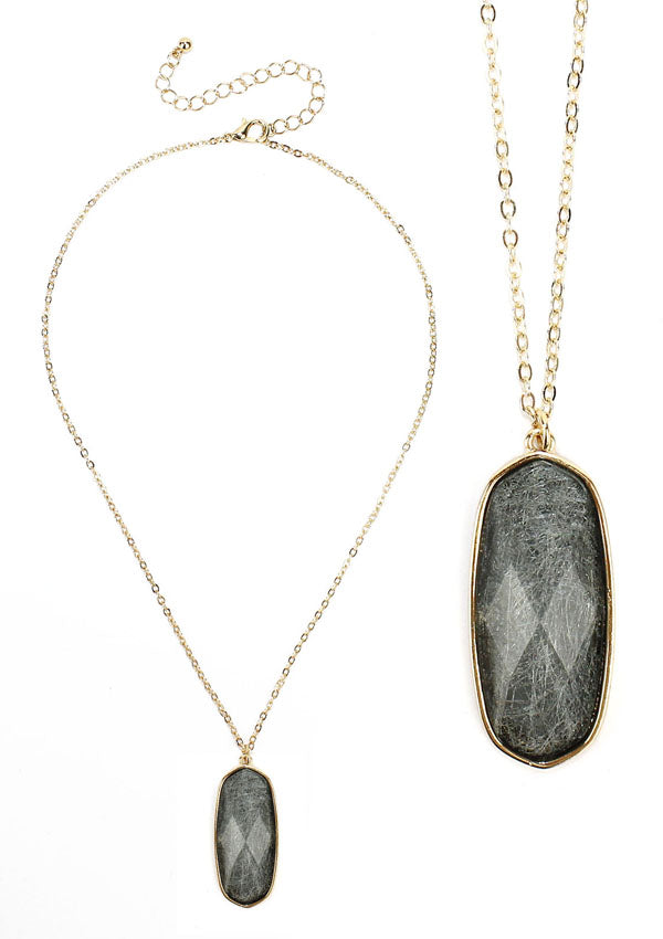 FACET STONE PENDANT NECKLACE-0