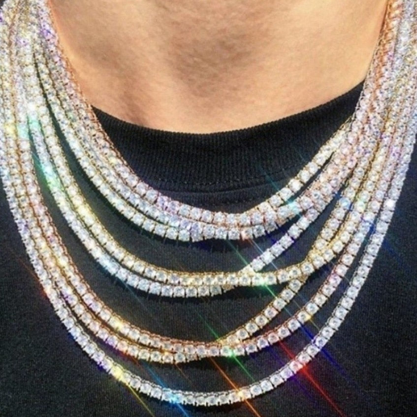 Tennis Chain Necklace For Men Women Rhinestone Choker Zirconia Layered Necklace Hip Hop Chain Jewelry Collares Christmas Gift