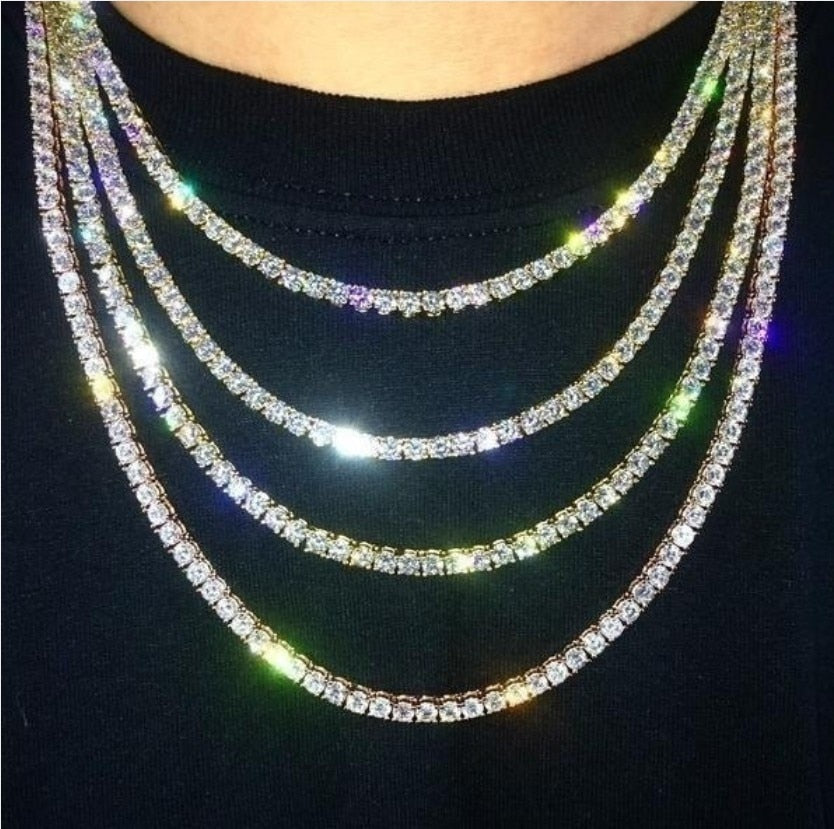 Tennis Chain Necklace For Men Women Rhinestone Choker Zirconia Layered Necklace Hip Hop Chain Jewelry Collares Christmas Gift