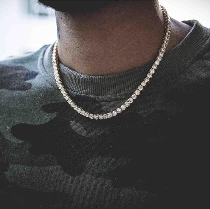 Tennis Chain Necklace For Men Women Rhinestone Choker Zirconia Layered Necklace Hip Hop Chain Jewelry Collares Christmas Gift