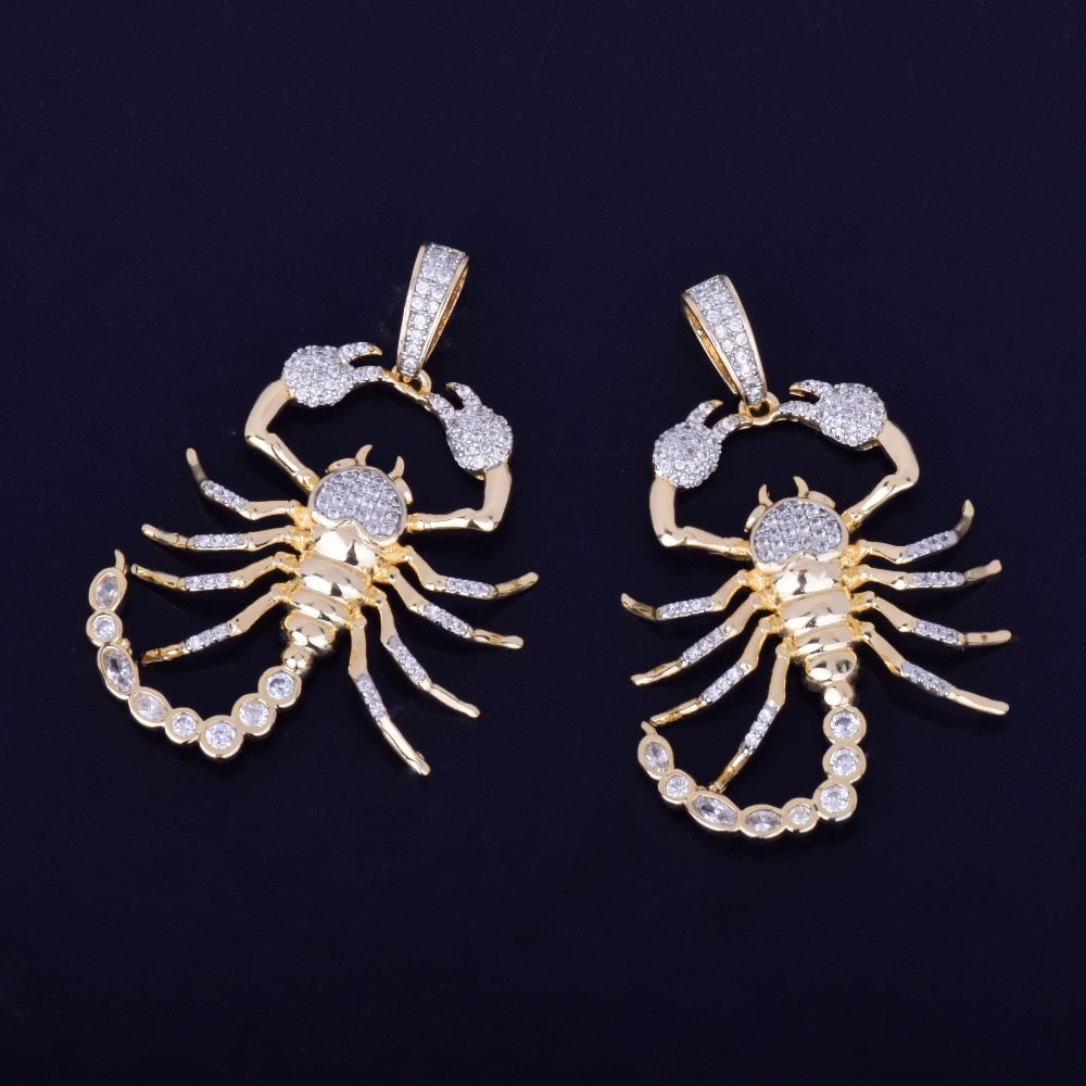 Animal Scorpion Hip Hop Pendant Necklace Chain Gold Color Bling Cubic Zircon Men's  Women Jewelry For Gift-4